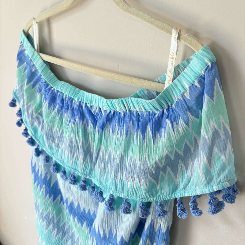 Sail to Sable Women's Off the Shoulder Pom-Pom Dress Size Large - Picture 6 of 16
